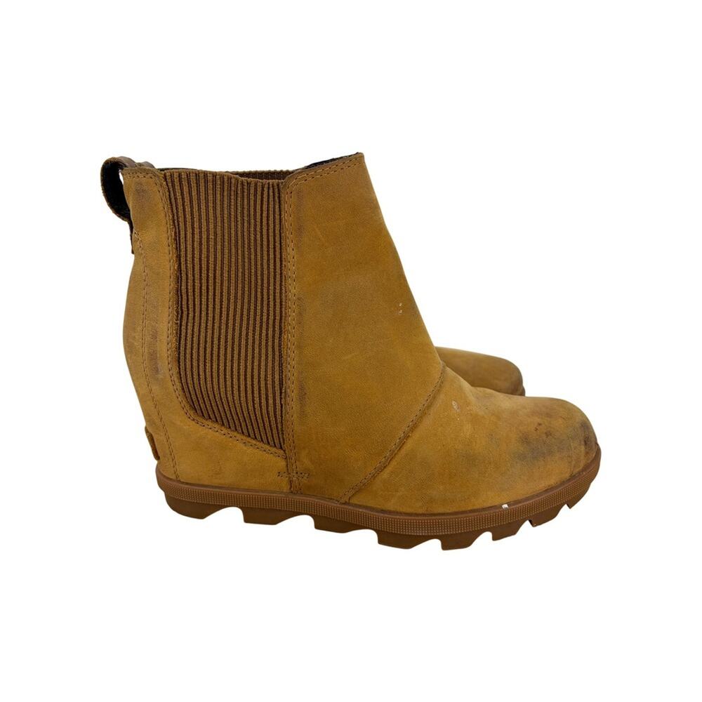 Sorel Joan of Arctic Wedge II Chelsea Boots Tan Leather NL3022-224 Womens 7